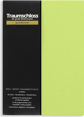 Produktbild von Traumschloss Premium Edel-Jersey Spannbettlaken 90-120 x 200-220 cm moos 165g/m², 95% gekämmte Mako Baumwolle, 5% Elasthan