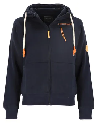 Produktbild von Wattlöper Damen Sweatjacke mit Kapuze - Unifarbene Kapuzenjacke mit Taschen in Dunkelblau Größe L