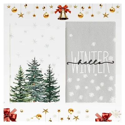 Produktbild von 2 Stück Geschirrtücher Weihnachten mit Schneeflocken-Design für Küche und Festtage