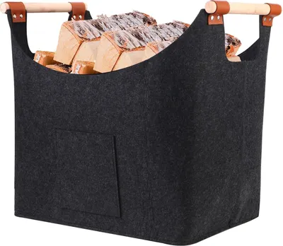Produktbild von Holzkorb für Brennholz - 60 Liter Kapazität mit Griffen - Großer Brennholzkorb für den Kamin