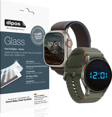 Produktbild von 2x Schutzfolie für Diesel Baby Chief Dz4566 - Anti-Shock 9H Folie dipos Glass Kunststoffglas