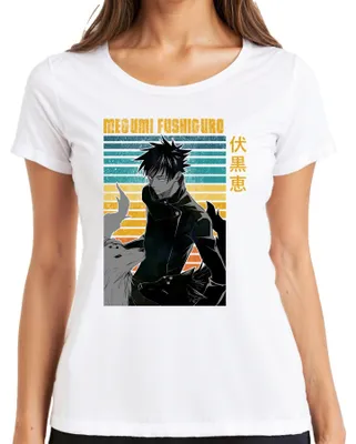 Produktbild von Megumi Fushiguro Jujutsu Kaisen Shikigami Geisterhunde Vintage Damen T-Shirt, Weiß, L