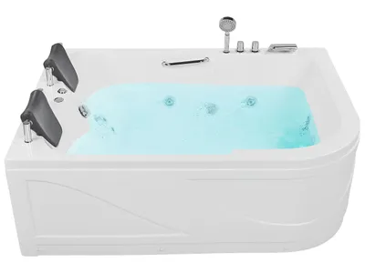 Obrázek produktu pro BELIANI Vířivá vana bílá akrylát 170 x 119 cm rohová pravostranná podvodní LED světla zakřivená 2místná hydromasáž