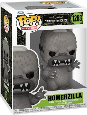 A Funko Pop! vinyl figure of Homerzilla from The Simpsons Treehouse of Horror, displayed in its original packaging.