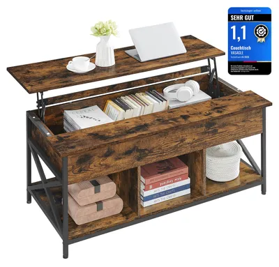 Productafbeelding van VASAGLE salontafel, met verstelbare hoogte, X-frame, 120 x 60 x (48-62) cm