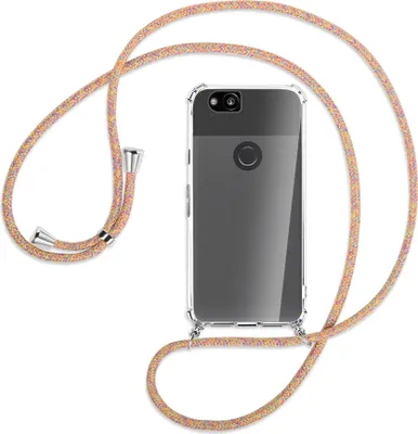 Produktbild von Handykette Backcover-Schutzhülle mit Band (Metall silberfarben) für Google Pixel 2 - Rainbow