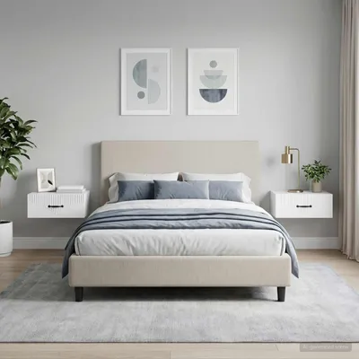 Image de vidaXL Table de chevet murale, lot de 2, blanc, 49 x 34,5 x 20 cm