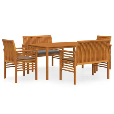 Immagine prodotto di vidaXL Set da pranzo da giardino 5 pezzi con cuscini in legno massiccio di acacia