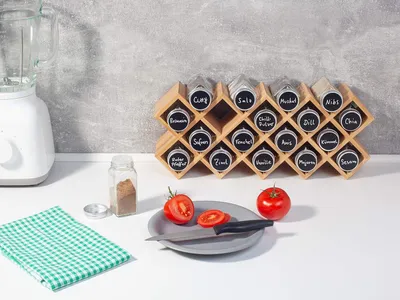Produktbild von Kräuterregal aus Holz - ordentliche Küchenorganisation - 1 Stück - braun -