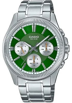 Image de Montre CASIO MTP-1375PD, Homme, Cadran Vert, Quartz, Analogique, Acier Inoxydable
