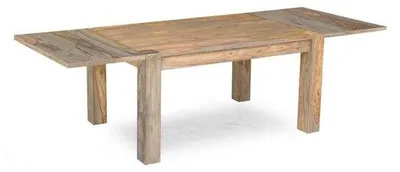 Produktbild von MASSIVMOEBEL24.DE Esstisch mit Ansteckplatten Sheesham 140-180/220x90x76 grau geölt NATURE GREY #303