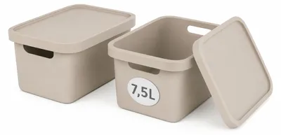 Produktbild von Plastard Aufbewahrungsbox mit Deckel 2er-Set 7,5 Liter in Beige