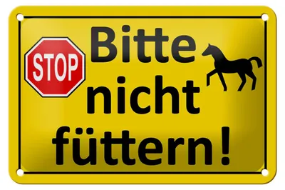 Produktbild von Blechschild Hinweis 18x12cm Stop Bitte nicht füttern (Pferd)