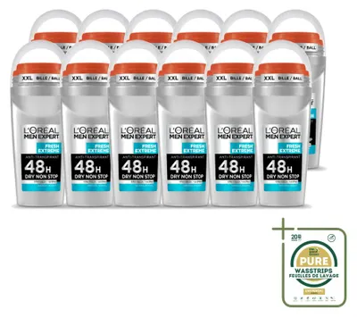 Produktbild von 12 x L’Oréal Paris Men Expert Fresh Extreme Deodorant Roller - 50 ml - Vorratspackung - 12 Stücke