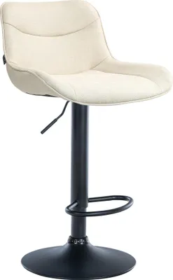 Produktbild von Barhocker RAGAD - Stoff Creme 49x51x85 cm Schwarz | Barstuhl Höhenverstellbar Mit Lehne Drehbar Tresenhocker Tresenstuhl Kneipenhocker Kneipenstuhl