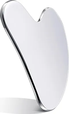 Produktbild von Gua Sha-Gesichtswerkzeuge aus Edelstahl, Guasha für das Gesicht, Metall-Gua Sha, Hautstraffungsmassage, Guasha-Schönheitswerkzeug für Körper, Augen, Nackenmassagegerät mit Reisetasche, Hautpflegegeschenke (Silber)