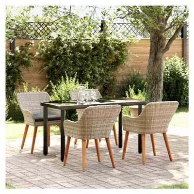 Produktbild von Essgruppe 5-teilig Hellgrau und Schwarz 140 x 70 x 74 cm, Sitzgruppe für Gartenmöbel im Freien für Terrasse und Balkon