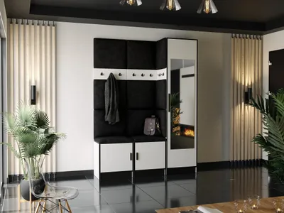 Obrázek produktu pro KIER NÁBYTEK Šatní skříň se sedákem Roj20 - 159,6x205x39cm Bílá + látka Černá