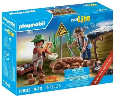 Zdjęcie produktu dla PLAYMOBIL Chercheurs et Site Paléontologique avec Fossiles, My Life, Dinos, 41 Pièces, Od 4 Lat