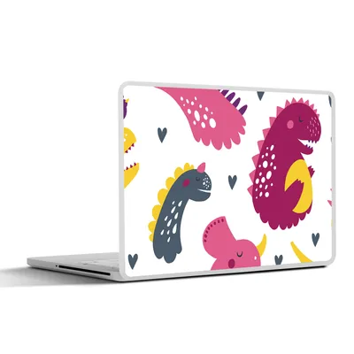 Produktbild von MuchoWow® Laptop Aufkleber Sticker Cover Dino - Muster - Kind - Rosa - Mädchen 40x30 cm - Laptop Dekoration - Selbstklebend