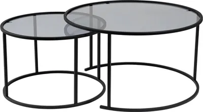 Produktbild von Aedion - Couchtisch, 80x80x43 cm Schwarz, Set aus 2 Tischen