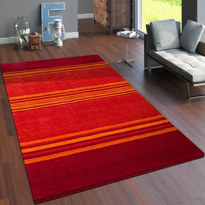 Produktbild von Paco Home Teppich Handgewebt Gabbeh Qualität 100% Wolle Streifen Meliert 80x150 cm