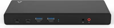 Produktbild von V7 USB-C DisplayLink Duale 4K-Dockingstation, Kabelgebunden, USB 3.2 Gen 1 (3.1 Gen 1) Type-C, 100 W, 10,100,1000 Mbit/s, Schwarz, Kensington