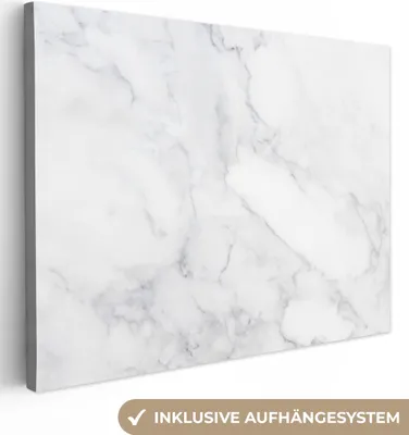 Obrázek produktu pro OneMillionCanvasses® - Obrazy na plátně - Mramor - Bílá - Šedá - Luxusní - Mramorový vzhled - Kámen, nástěnné umění, nástěnné dekorace Obývací pokoj, 120x90cm