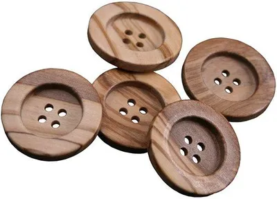 Image de Lot de 10 jolis boutons en bois à 4 trous, en véritable bois d'olivier avec un grain naturel (20 mm)