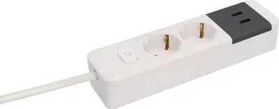 Produktbild von UNITEC Steckdosenleiste 2 fach 2x USB mit Schalter weiß/anthrazit 1,4 m