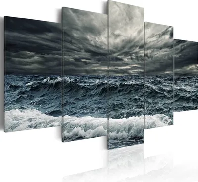 Produktbild von Leinwandbilder Meer 200x100 cm Vlies Leinwandbild 5 tlg Kunstdruck modern Wandbilder XXL Wanddekoration Design Wand Bild - Natur Welle Himmel 030212-24