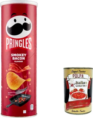 Produktbild von 3x Smokey Bacon Flavour Patatine Smokey Speck 175g Kartoffel chips + Italian Gourmet polpa 400g