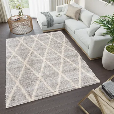 Produktbild von Teppich Wohnzimmer Schlafzimmer Meliert Modern Design Shaggy Hochflor Langflor Grau 120 x 170 cm