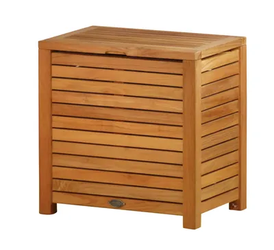 Produktbild von Wäschebox Holz Vito klein Wäschetruhe Massivholz Teak Wäschekorb premium 60 x 40 cm