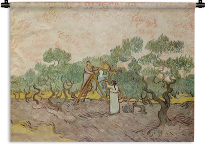 Produktbild von MuchoWow® Wandteppich Wandbehang Die Olivenpflücker - Vincent van Gogh 90x67.5 cm Tapisserie Dekoration Wandtuch - Fototeppich - Wand-Skulpturen