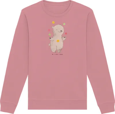 Produktbild von Mr. & Mrs. Panda Baumwoll Pullover Bär Jonglieren Größe XL - Canyon Pink - Geschenk, Artistik, Jongleur, Zirkus, Pulli, Bio, Sweatshirt, Sweater