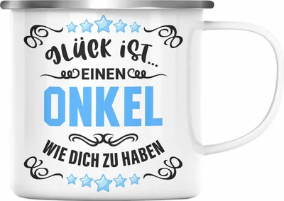 Produktbild von Trendation - Bester Onkel Geschenk von Nichte Neffe Lustige Emaille Tasse Spruch Geschenke für Onkel Nichten Geschenkidee (Silber)