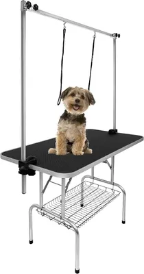 Produktbild von Trimmtisch für Hunde Katzen Tierpflegetisch Höhenverstellbar Hundepflegetisch mit Unterkorb & Schlingen Haustier Schertisch Klappbar Pflegetisch Katzepflegetisch, 113x60x174cm, Max 100KG