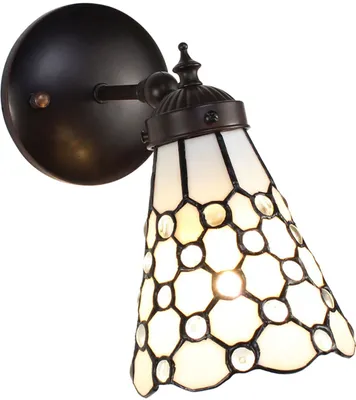Obrázok produktu pre Clayre & Eef 5LL-6207 Tiffany nástenné svietidlo biele 17x12x23 cm E14-max 1x40W