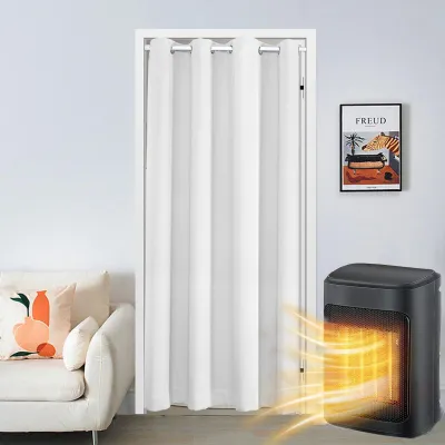 Obrázek produktu pro Zatemňovací závěs na dveře – termoizolační a zatemňovací závěs, bílá barva, rozměry 86 x 203 cm