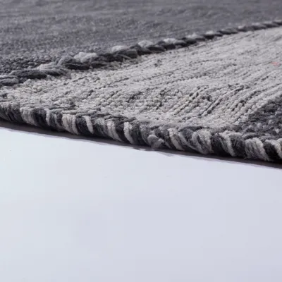 Produktbild von Designer Teppich Webteppich Kelim Handgewebt 100% Baumwolle Modern Gemustert Grau Grösse 120x170 cm