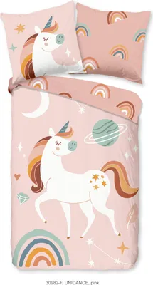 Produktbild von Duvet cover Good Morning 135x200 + 1* 80x80 cm - unicorn, planets and rainbows