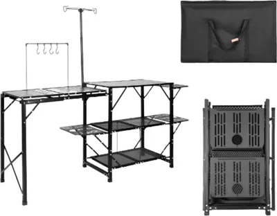 Zdjęcie produktu dla Happyment Składana kuchnia kempingowa – stół kempingowy z zlewem – aluminium – 126 x 46 x 81 cm – 9,7 kg – dla dorosłych