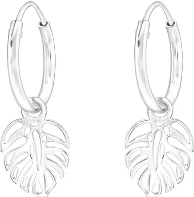 Produktbild von Creolen Ohrringe 925 Sterling Silber mit Blatt