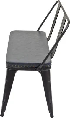 Image de banquette 2 places HWC-H10, banquette de vestiaire 2 places banquette de salle à manger design industriel vintage similicuir ~ noir-gris