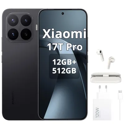 Produktbild von Xiaomi 17T Pro 5G 12+512GB Black, Android 16 Smartphone, Mit Xiaomi 120W HyperCharge Combo (Type-A), Mit Kopfhörern, KI-generiertes Bild