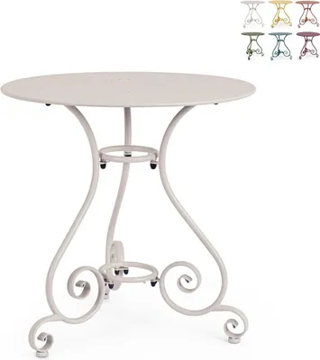 Produktbild von Runder Outdoor-Tisch 70 cm mit 3 Beinen im Shabby-Chic-Stil Etienne YES - Grau