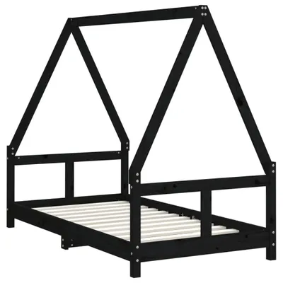 Produktbild von vidaXL Kinderbett Schwarz 80x160 cm Massivholz Kiefer