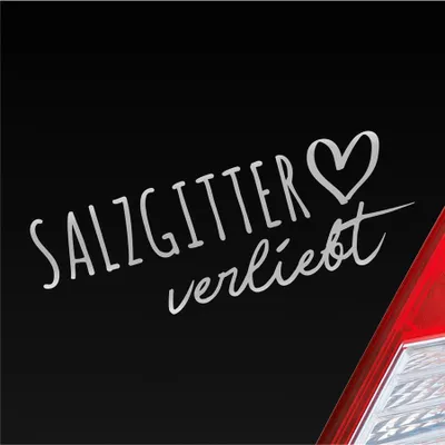 Produktbild von Auto Aufkleber Salzgitter verliebt Herz Stadt Heimat Liebe Car 19x7 cm Silber Sticker Heckscheibenaufkleber