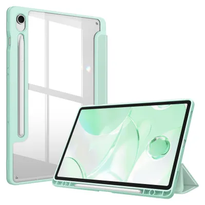 Produktbild von Fintie Hybrid Hülle für Samsung Galaxy Tab S10 Lite/S10 FE/S9 FE 10.9" & S9 11" Tablet mit Stifthalter - Stoßfeste Schutzhülle mit Transparenter Hartschale auf der Rückseite, Hellgrün